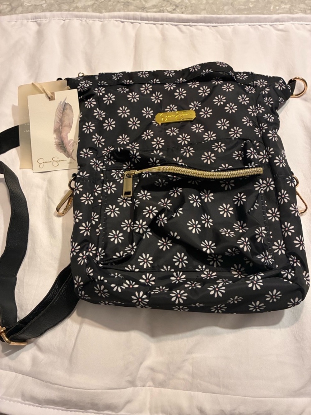 Jessica Simpson Black with White Daisy backpack